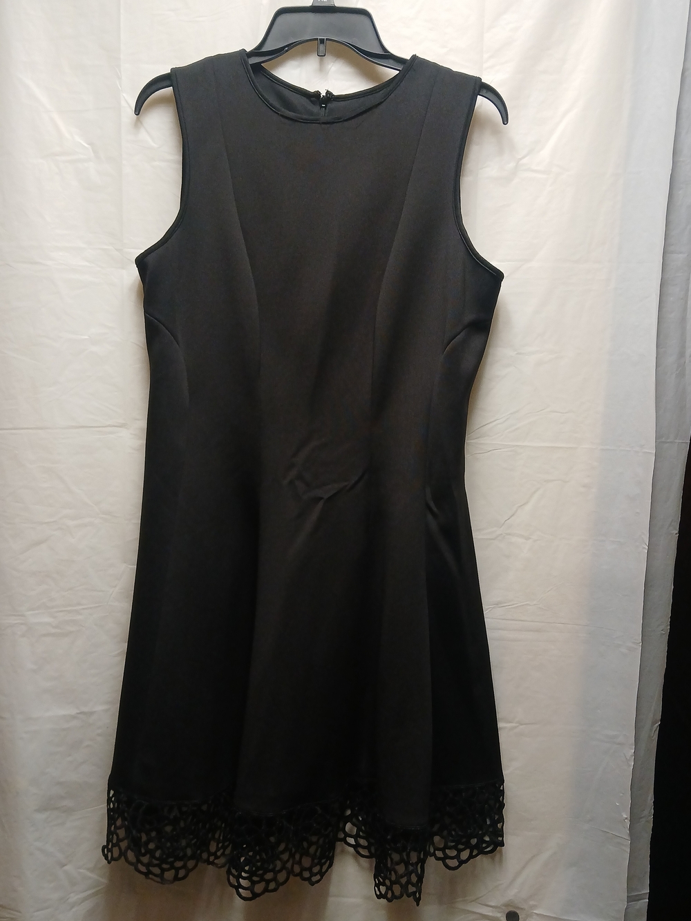 DR Collection Black Sleeveless Dress with Lace Hem Detail